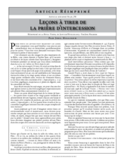 Leçons à tirer de la prière d'intercession