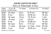 Calendrier de poche des jours saints